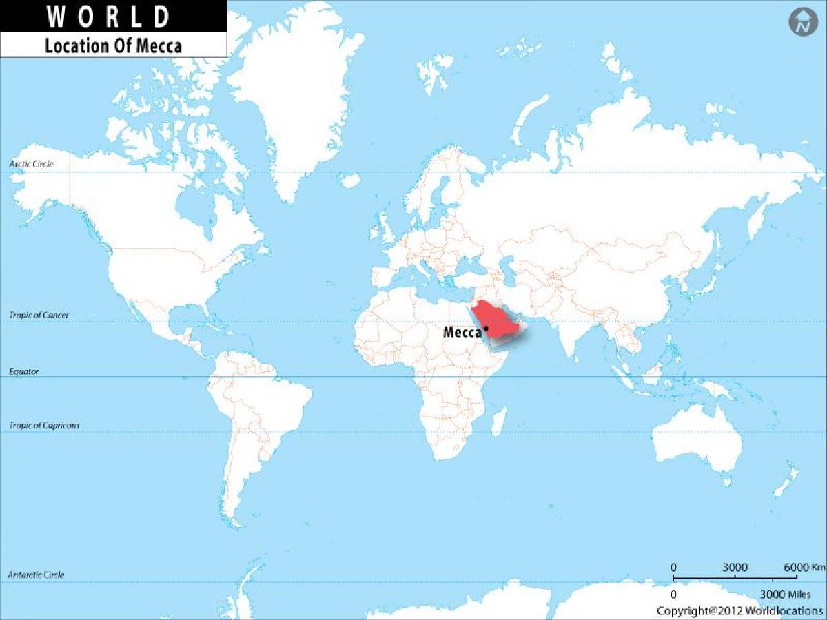 Mekka i verden kart