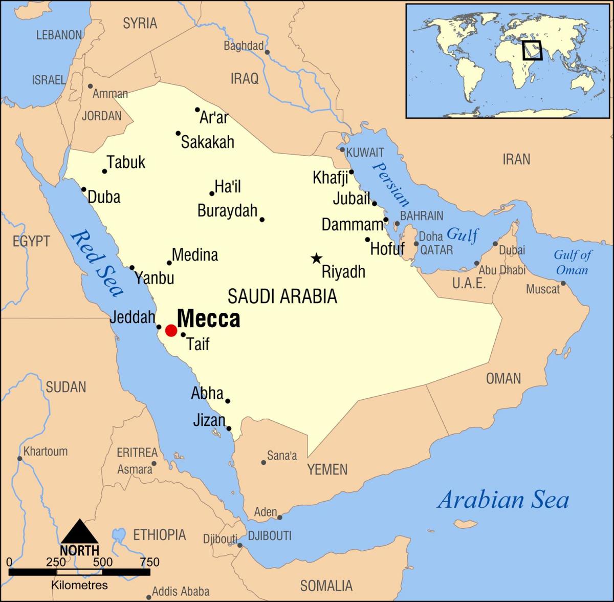 kart over hijra veien Mekka