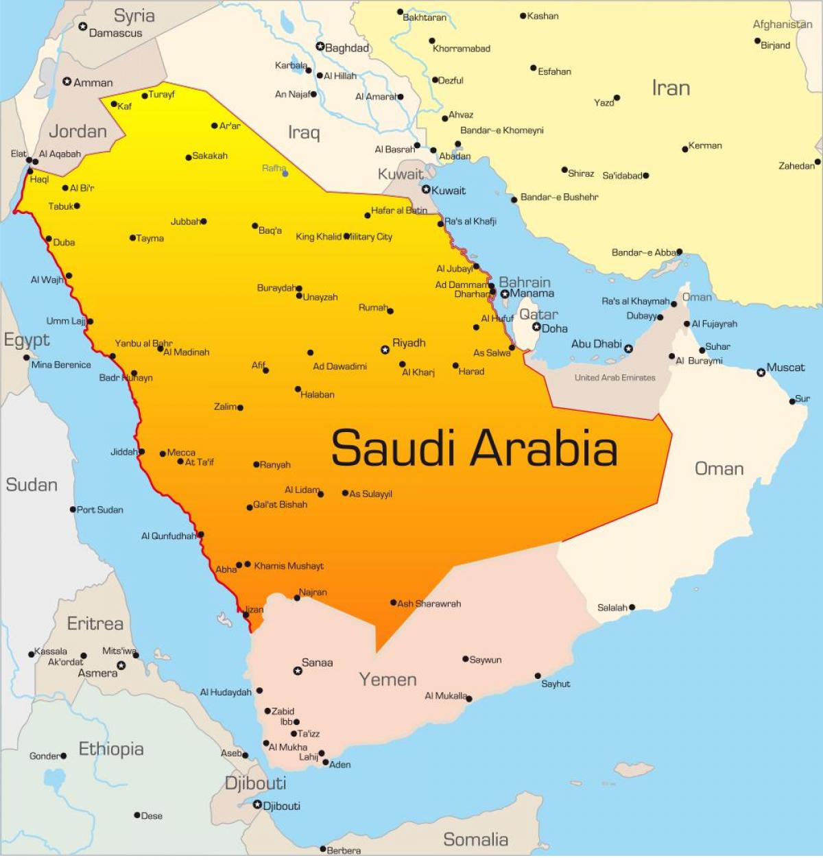 Mekka i saudi-arabia kart