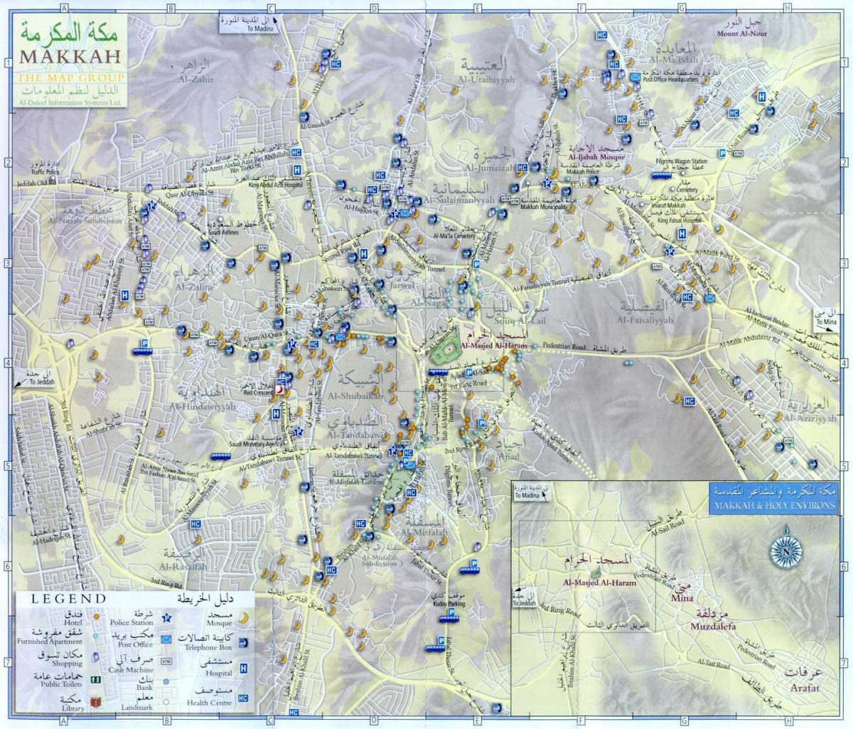  kart over Mekka ziyarat steder